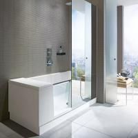 DURAVIT Shower + Bath Bathtub Ванна 1700х750хh2105 мм, с входн дверью и душевой шторкой ЗЕРКАЛЬНОЙ, SX - левосторонняя, цвет: белый (без слива-перел)