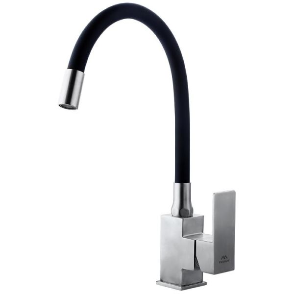 Смеситель для кухни с гибким изливом FASHUN A54302-7, сатин/черный