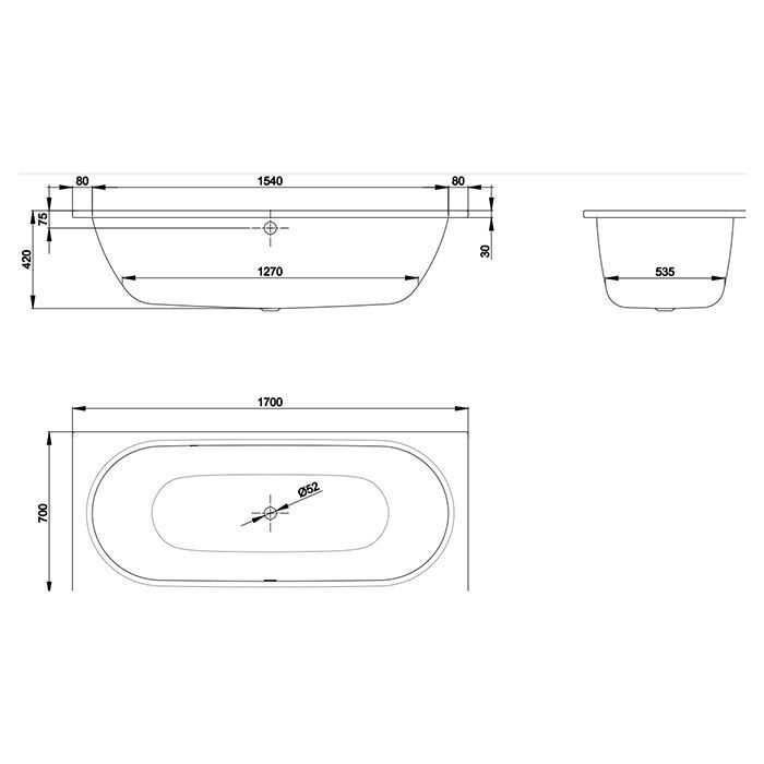 Bette Starlet Ванна прямоугольная 1700х700х420 мм., в комплекте с шумоизоляцией, BetteGlasur® Plus, цвет белый