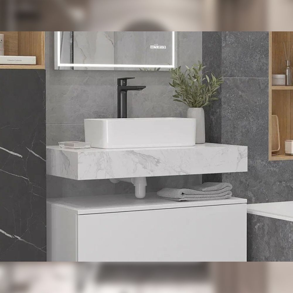 Столешница Velvex Unit 80 белый мрамор