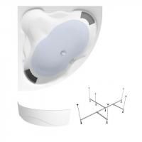 Комплект 4 в 1 Lavinia Boho Elegant S2-3705014P, акриловая ванна 140x140 см, усиленный металлический каркас с монтажным набором, мягкий силиконовый подголовник 2 штуки, лицевой экран