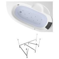 Аэромассажный комплект 4 в 1 Lavinia Boho Bell Pro 360940A0, акриловая ванна 160x105 см (правый разворот), каркас с монтажным набором, подголовник, аэромассаж