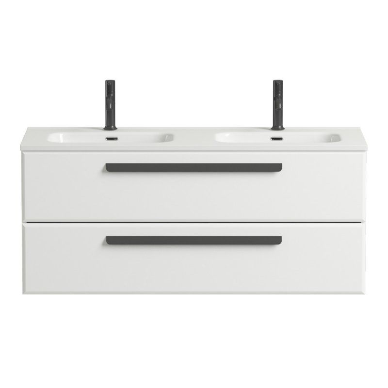 ECO-CER-N База под раковину подвесная с двумя выкатными ящиками для раковины с двумя чашами, Bianco Lucido, 1200x457x500, ECO-CER-N-1200-2C-SO-2-BL, артикул ECO-CER-N-1200-2C-SO-2-BL