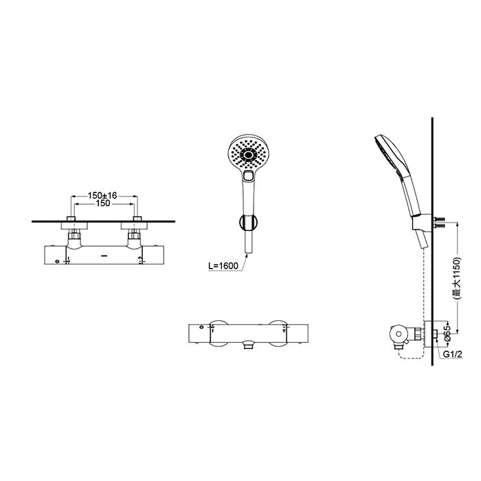 TOTO SHOWERS Смеситель термостатический  для душа, открытый монтаж, SMA, цвет: хром