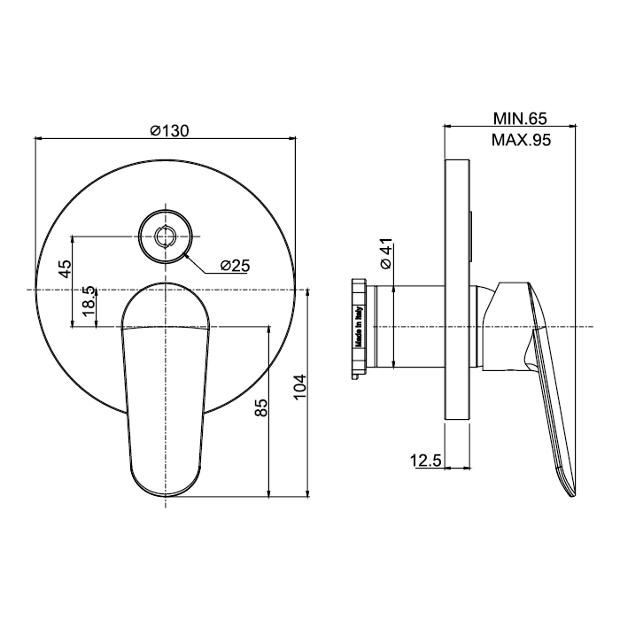 Fima Carlo Frattini Spot Смеситель для душа, встраиваемый, с переключателем на 2 источника, цвет: чёрный матовый