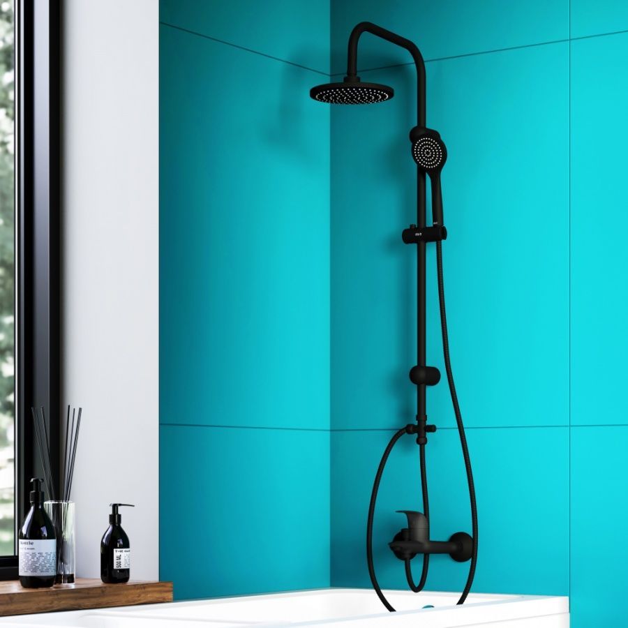 D0708000BL Comfort душевая система с тропическим душем, ручной душ 1F,  цвет черный D0708000BL Comfort душевая система с тропическим душем, ручной душ 1F,  цвет черный