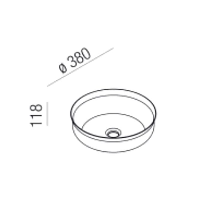 AGAPE UNDICI INOX Раковина Ø380 мм., для установки на столешницу, без отверст для смес, без перелив, с дон клап, нерж сталь, отд Natural brushed brass