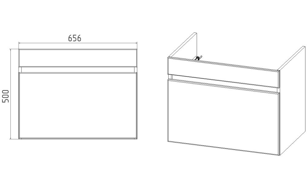 Тумба VIANT "Мальта" 1 ящик подвесная 425х655х500 под раковину .S-UM-COM70/1-w (COMO 70) (VMAL70CO-T1YP), артикул VMAL70CO-T1YP