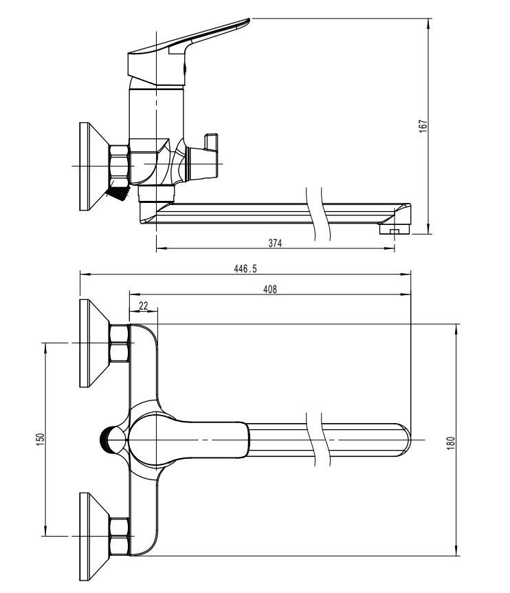 Смеситель для ванны с длинным поворотным изливом RUSH SAMUI (SA0930-51), артикул SA0930-51