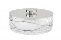 Surya Crystal Stream, круглая емкость с крышкой 16х16хh6 см, для гигиенических принадлежностей, цвет хром