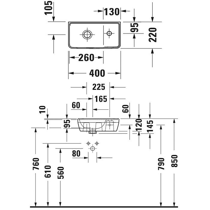 Duravit D-Neo Раковина 400  мм, без перелива, с 1 отв. под смеситель справа, с WonderGliss, цвет: белый Duravit D-Neo Раковина 400  мм, без перелива, с 1 отв. под смеситель справа, с WonderGliss, цвет: белый