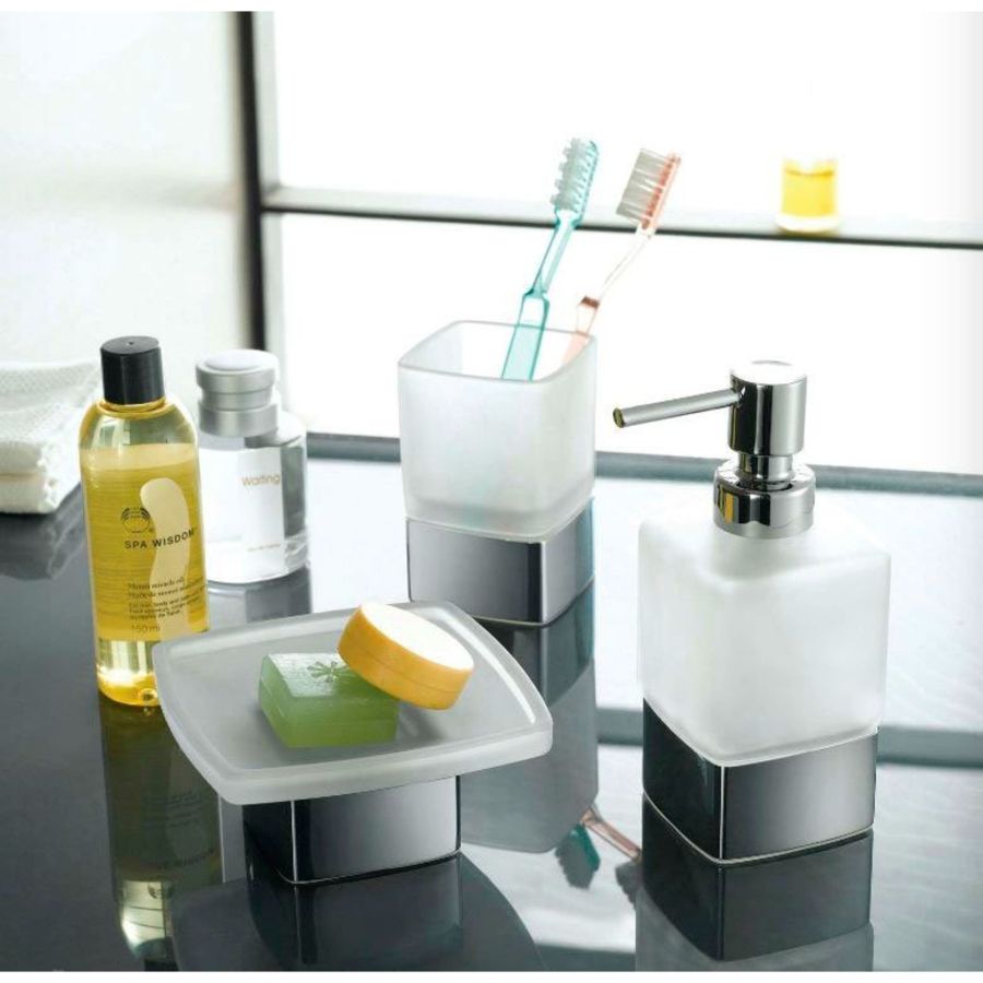 Мыльница EVEREST, стекло матовое, 120x120x55 мм, хром, Sapho