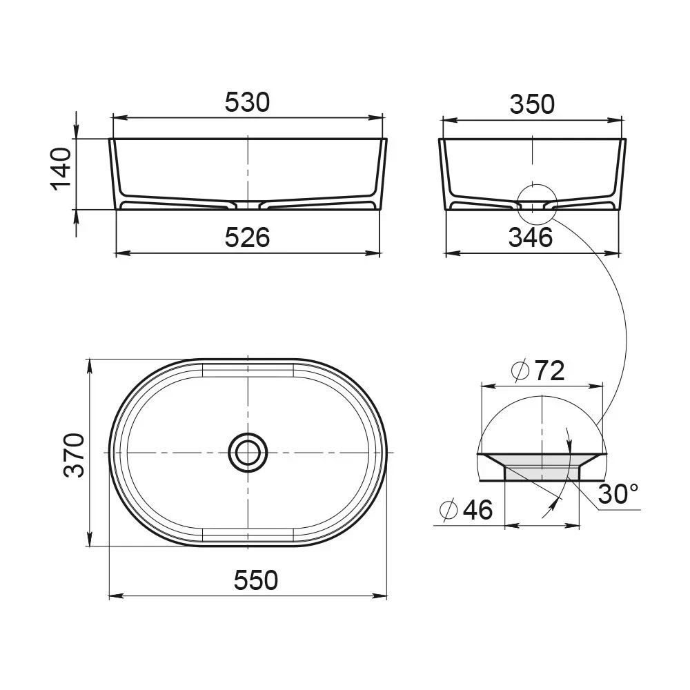 Раковина чаша накладная La Fenice Senso Matt FNC-08-SEN-M 54,5 см матовая, артикул FNC-08-SEN-M
