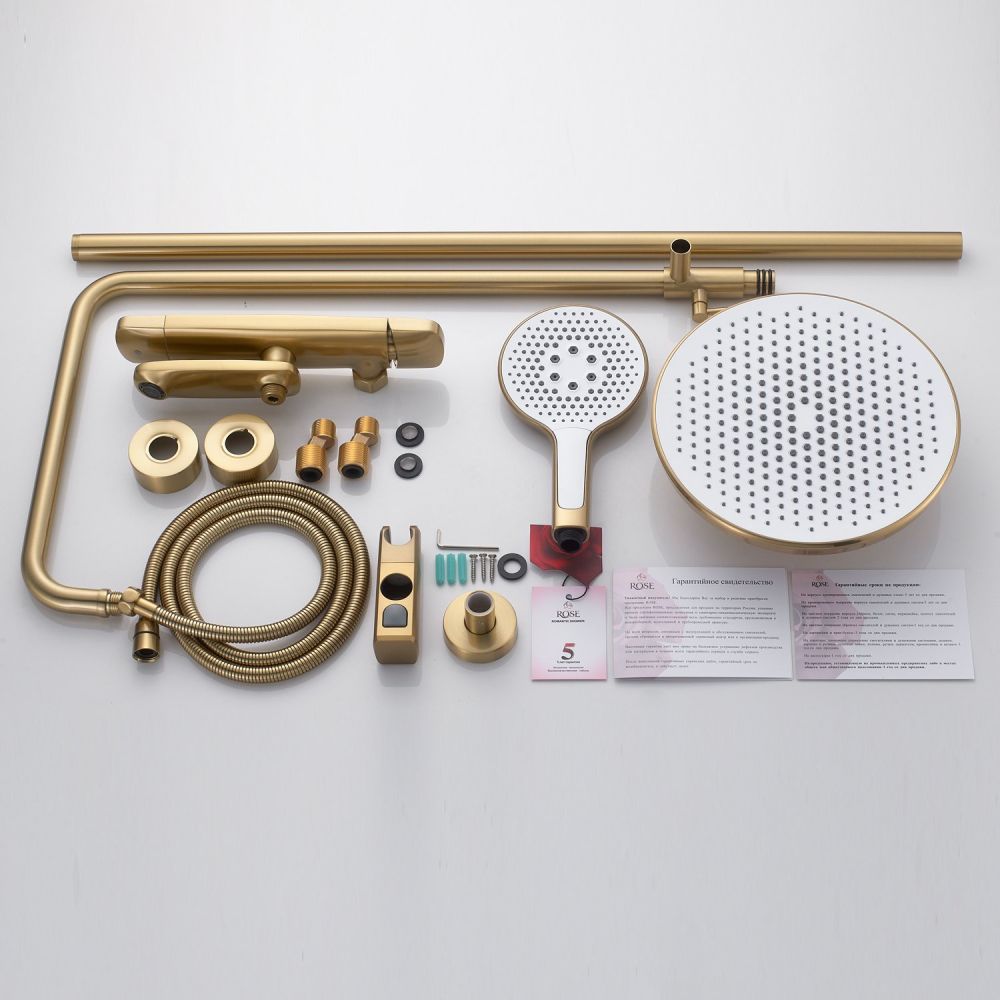Душевая система Rose R3936G, золотой сатин, артикул R3936G