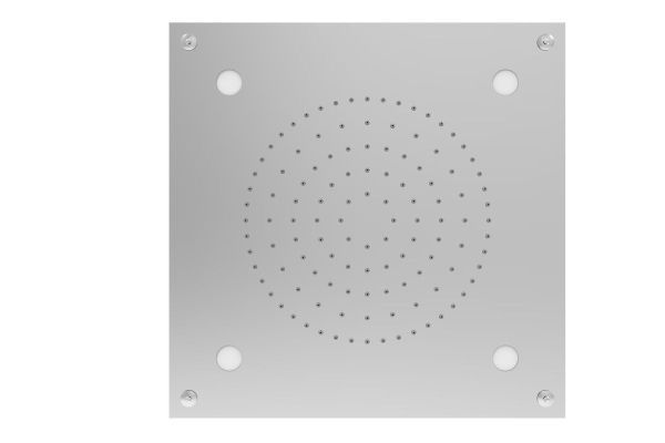 Graffio Kings, квадратная потолочная душевая головка 30х30 см с белой LED подсветкой, 1 режим: дождь, цвет хром