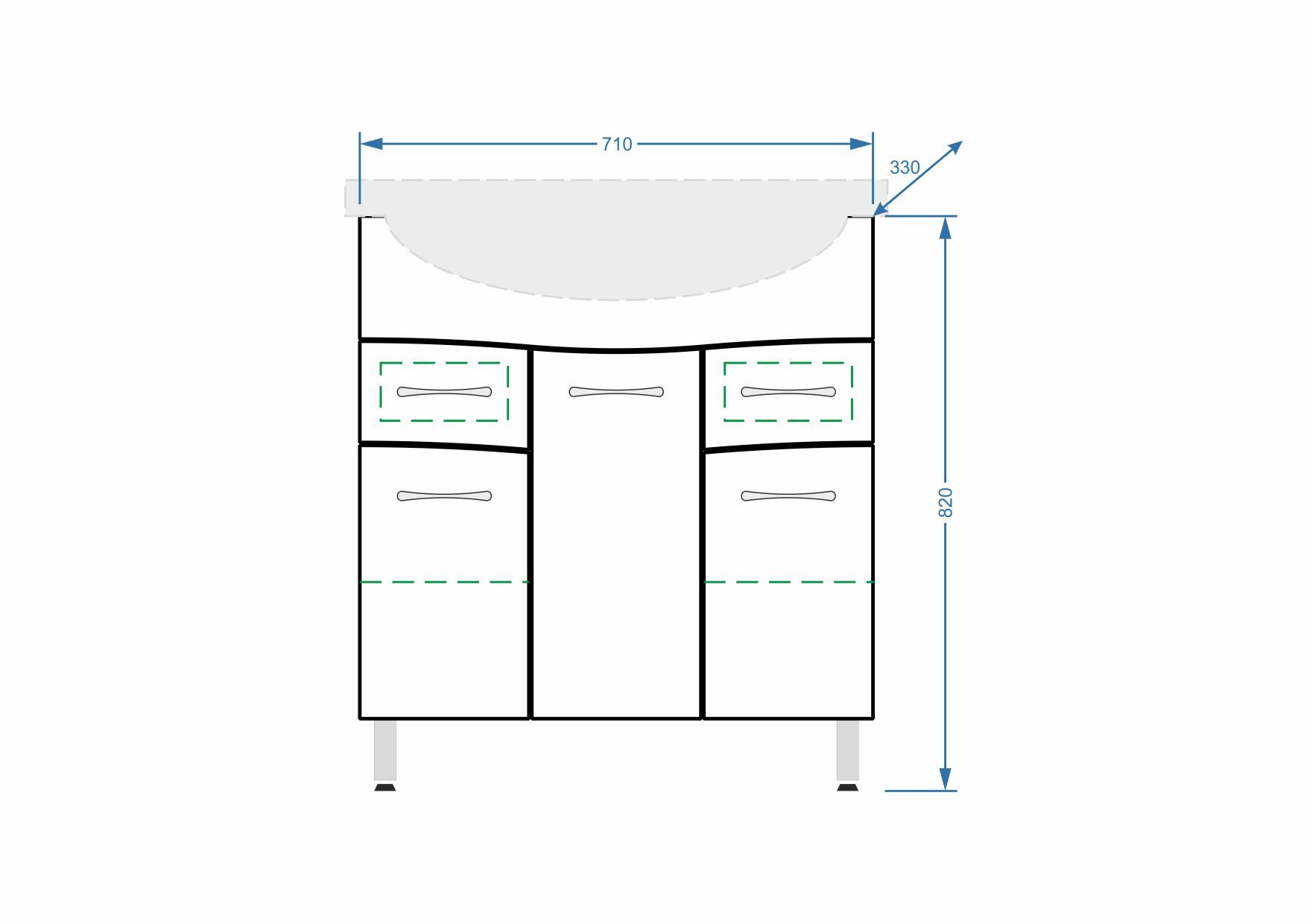 Тумба "Волна 75-8", 2 ящ., Байкал 75