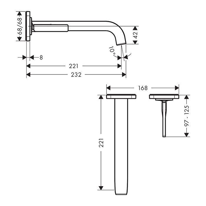 AX Citterio E Смеситель встраиваемый для раковины, однорычажный, излив 220 мм. цвет Шлифованное золото AX Citterio E Смеситель встраиваемый для раковины, однорычажный, излив 220 мм. цвет Шлифованное золото