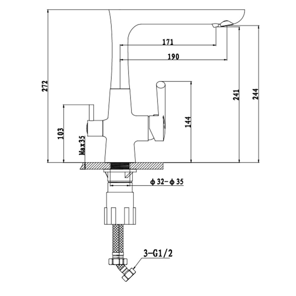 Смеситель для кухни с подключением фильтра GranFest 3223, серый