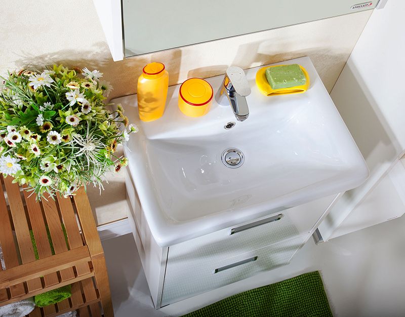 Тумба под раковину Бриклаер Палермо 55 белая высокоглянцевая