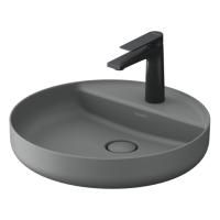 Duravit Vitrium Раковина накладная круглая 460мм, из DuroCast UltraResist-композит, без перелива с полкой с 1 отв для смес., Цвет светло-серый матовый