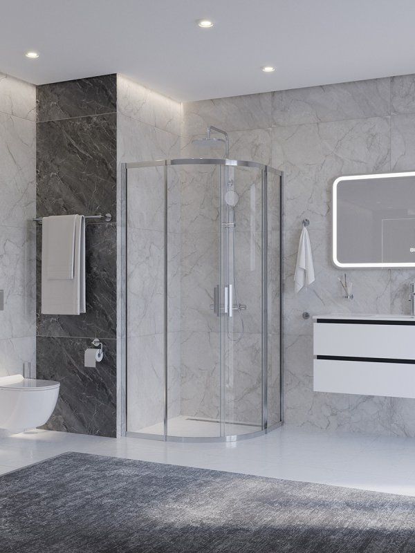 PLANE-R-2-90-C-GM Душевой уголок, отделка Оружейная сталь, артикул PLANE-R-2-90-C-GM