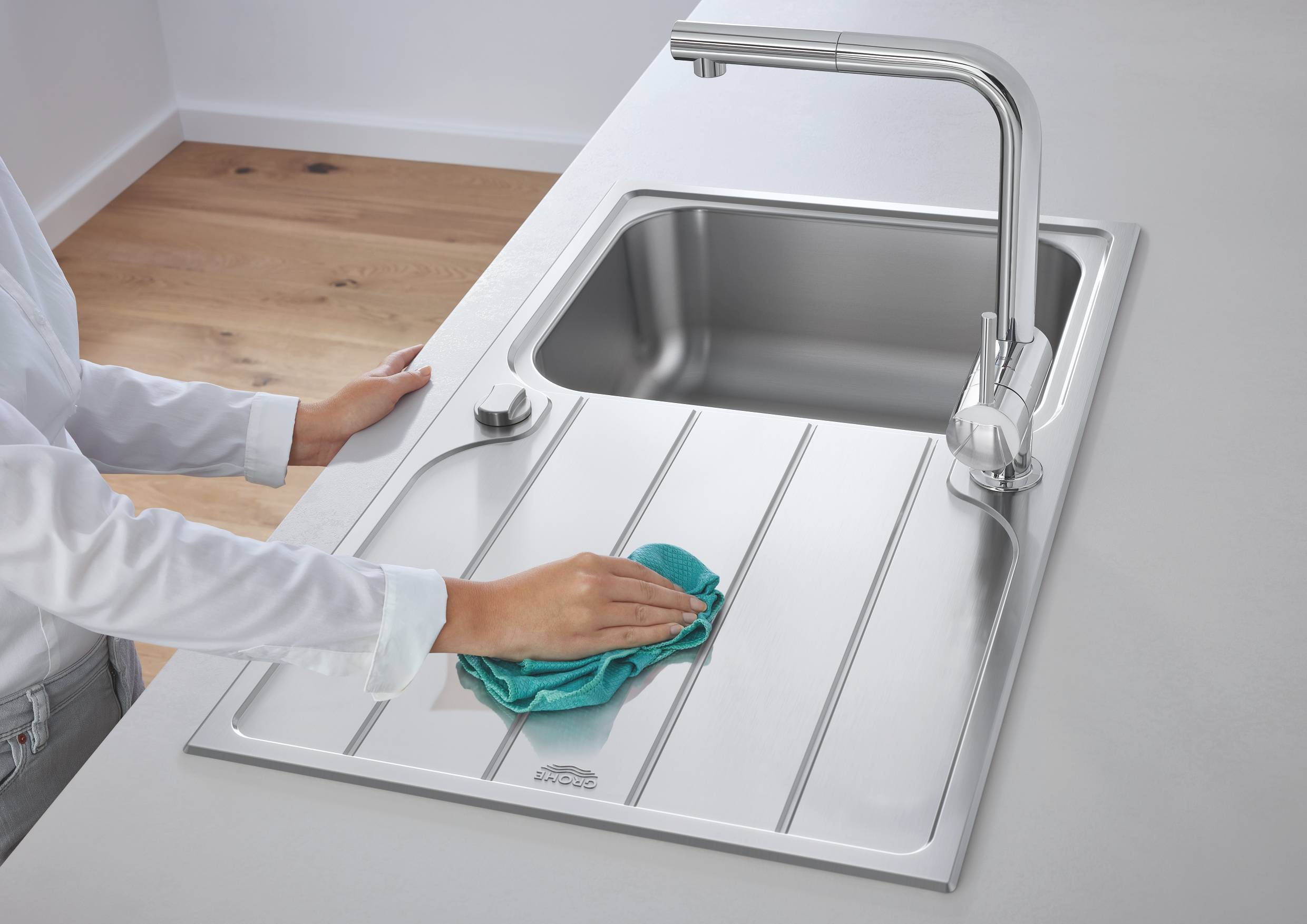 Мойка GROHE K500 45-S 86/50 1.0 оборачиваемая с корзинчатым вентилем, нержавеющая сталь (31571SD1) Мойка GROHE K500 45-S 86/50 1.0 оборачиваемая с корзинчатым вентилем, нержавеющая сталь (31571SD1)