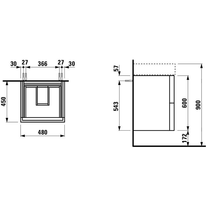 Laufen Kartell Раковина 500x460х145мм с 1 отв. под смеситель, цвет: белый, артикул 8.1033.2.000.104.1