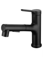 Смеситель для раковины с выдвижным изливом WONZON & WOGHAND, Черный матовый (WW-A40862-MB)