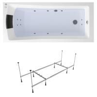 Гидромассажный комплект 4 в 1 Lavinia Boho One 36055H00, акриловая ванна 160x70 см, каркас с монтажным набором, подголовник, гидромассаж