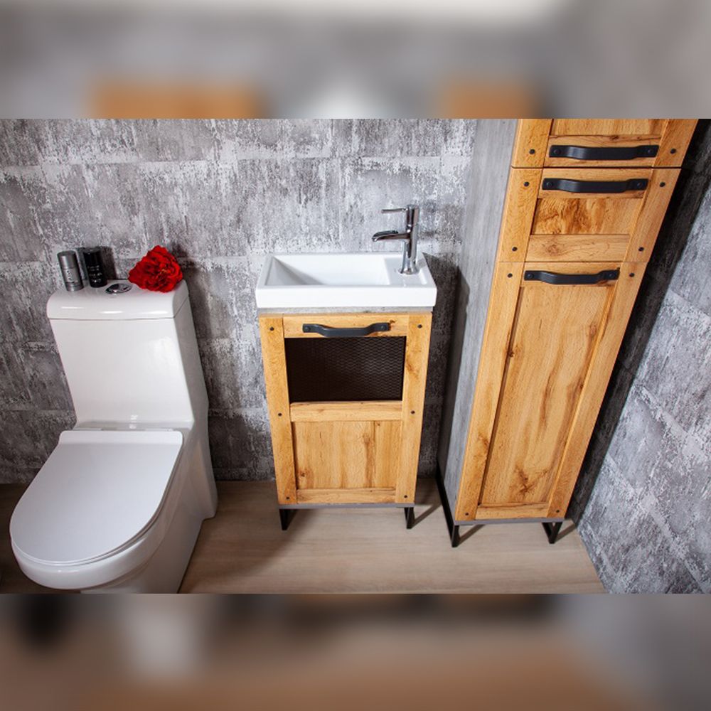 Комплект мебели для ванной Бриклаер ЛОФТ 45L, метрополитен грей, артикул ЛОФТ 45L