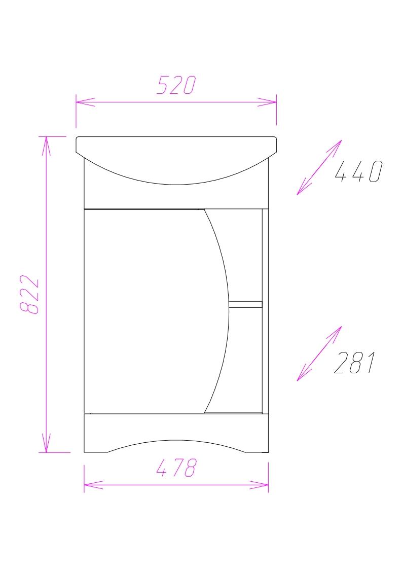 Тумба Onika Дуэт 52 напольная, бодега/венге (ум. Акватон 52)