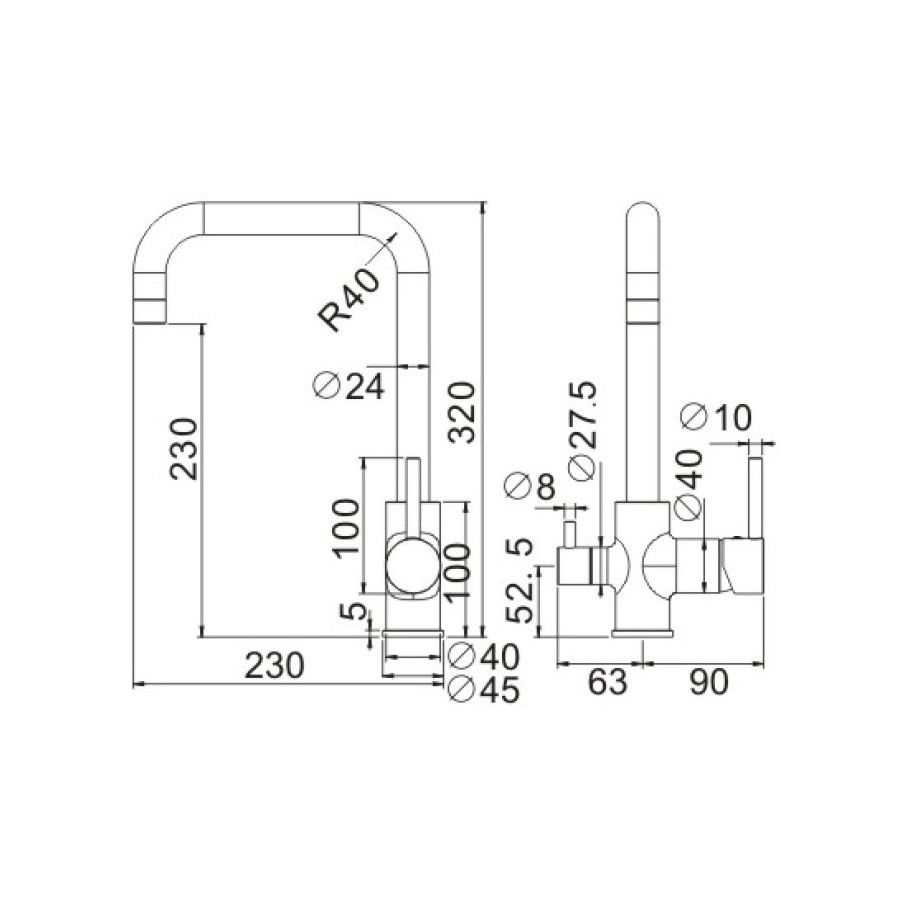 Смеситель для кухни с подключением фильтра BELZ B76802, хром