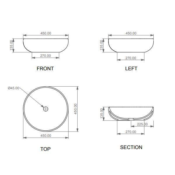 Раковина GSG Easy 45 черный матовый
