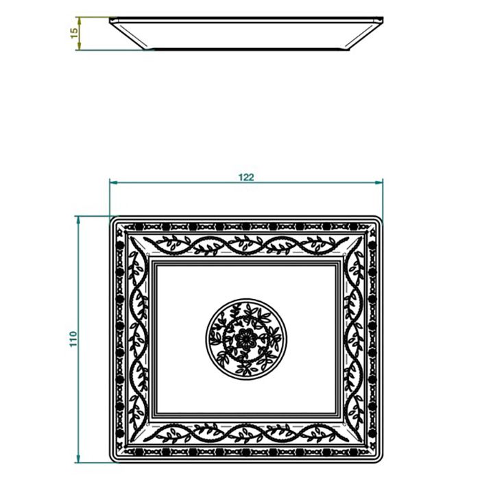 THG MARQUISE BLANC DECOR PLATINE Поднос керамический 122х110 мм., настольный, small size, декор платина, цвет белый, артикул A7G-A02-4612