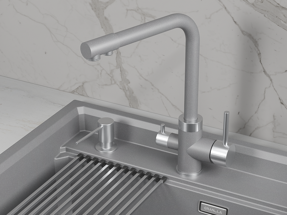 Смеситель для кухни GRANULA (5015, АЛЮМИНИУМ), артикул 5015, АЛЮМИНИУМ