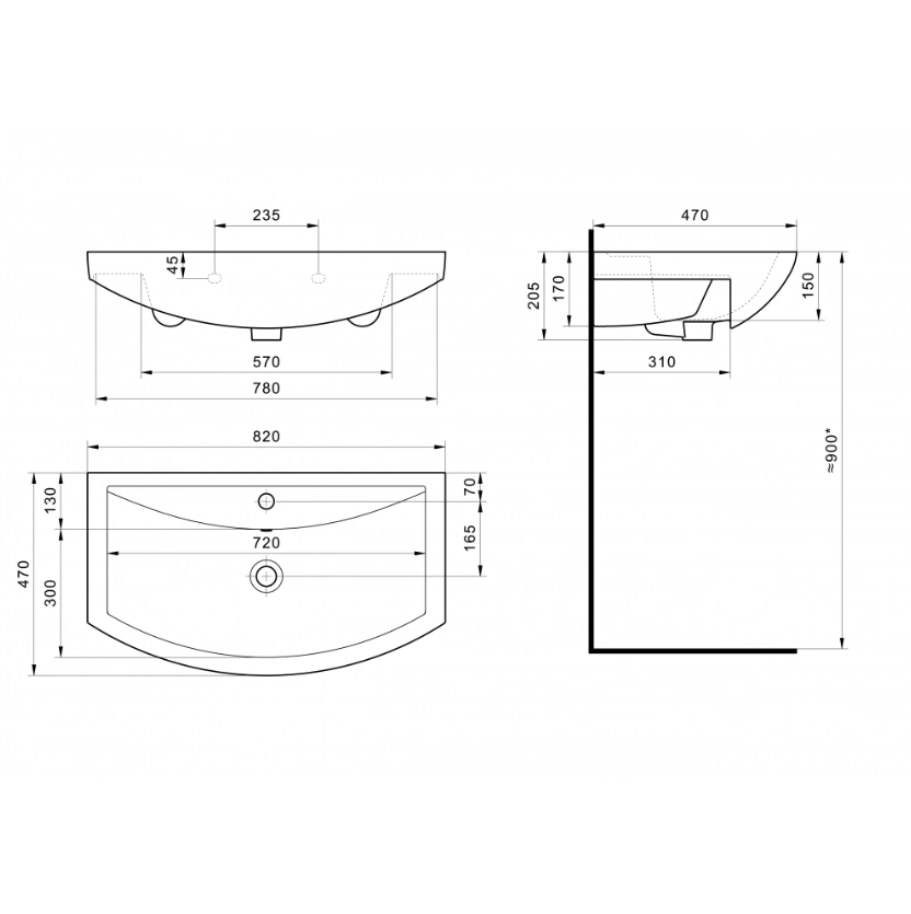 Умывальник VIGO (Сантек) Балтика 80 с/о обр (4620000148258), артикул 4620000148258