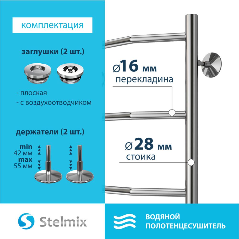 Полотенцесушитель водяной Stelmix 60x40 см, трапеция