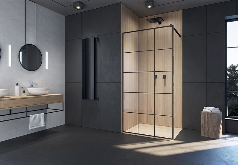 Душевая перегородка Radaway Modo New II Factory Walk-in 110 профиль Черный стекло прозрачное