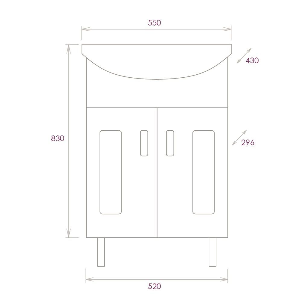 Тумба Onika Кристалл 55 напольная, белая (ум. Балтика 55)