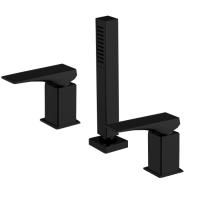 Fima Carlo Frattini Zeta Смеситель на борт ванны, на 3 отв., с ручным душем, цвет: чёрный матовый