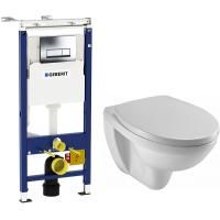 Комплект унитаза Jacob Delafon Patio EDV102-00+E70021-00 с инсталляцией Geberit Duofix Plattenbau Delta UP100 458.125.21.1 с сиденьем Микролифт и клавишей смыва Хром