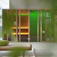 Effegibi Yoku SH Shelf Сауна&Хаммам 342x170h214см, угловая Dx, цвет: сауна термообработанной древесины/Fior di Bosco Tortora