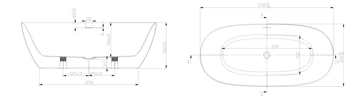 Ванна акриловая ART&MAX Genova AM-GEN-1700-800 отдельно стоящая. Сифон приобретается отдельно