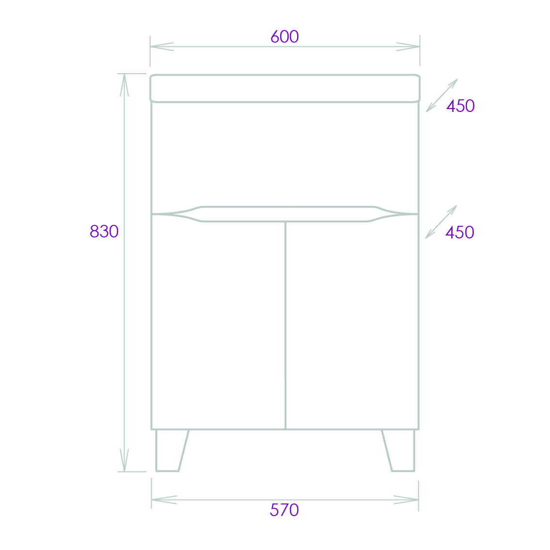 Тумба Onika Стрим 60 напольная, белая (ум. Como 60)