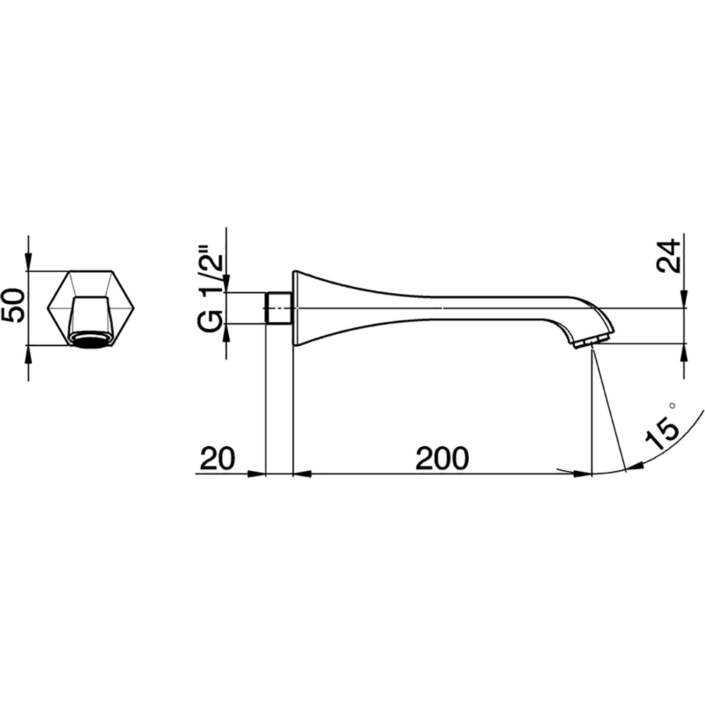CISAL Cherie Излив настенный 200 мм для ванны, цвет хром, артикул CE00024021 Акция