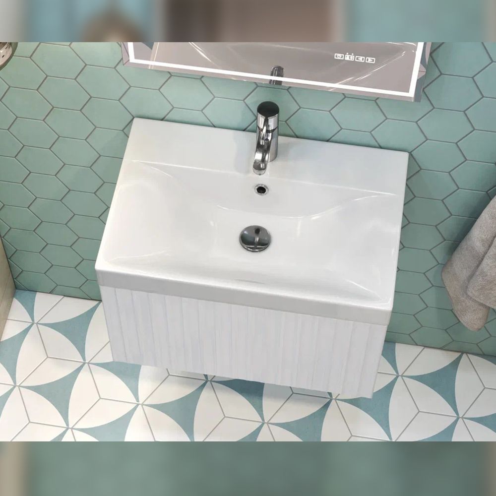 Тумба под раковину подвесная Velvex Compo tp.COM.9696.60.1Y белый глянец, 60 см, артикул tp.COM.9696.60.1Y белый глянец