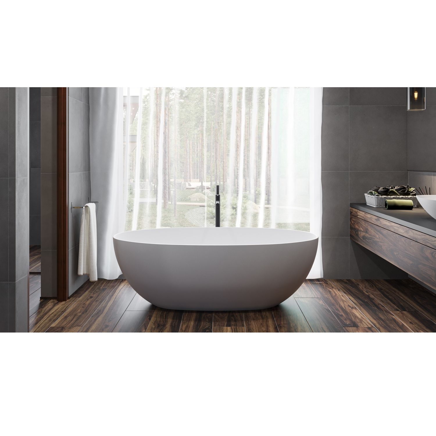 Ванна WHITECROSS Diamond 170x87 (белый мат) иск. камень