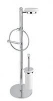 Стойка напольная с держателем туалетной бумаги щёткой для унитаза, полотенцедержателем и мыльницей CEZARES OLIMP-WBS