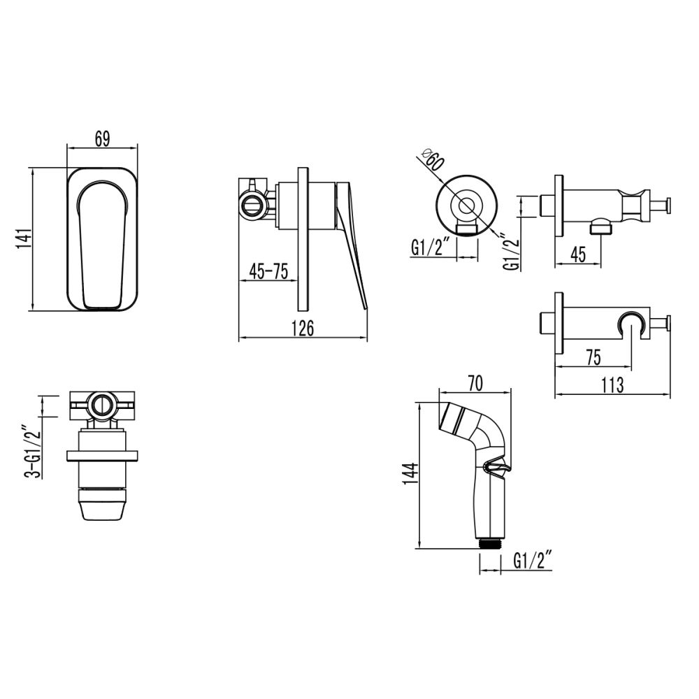Гигиенический душ Lemark Bronx (LM3719GM), артикул LM3719GM