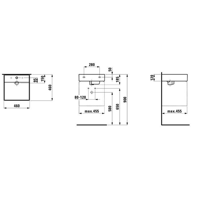 Laufen Kartell Раковина 460x460х120мм без перелива, с 1 отв. под смеситель, со скр сливом, цвет: белый Laufen Kartell Раковина 460x460х120мм без перелива, с 1 отв. под смеситель, со скр сливом, цвет: белый